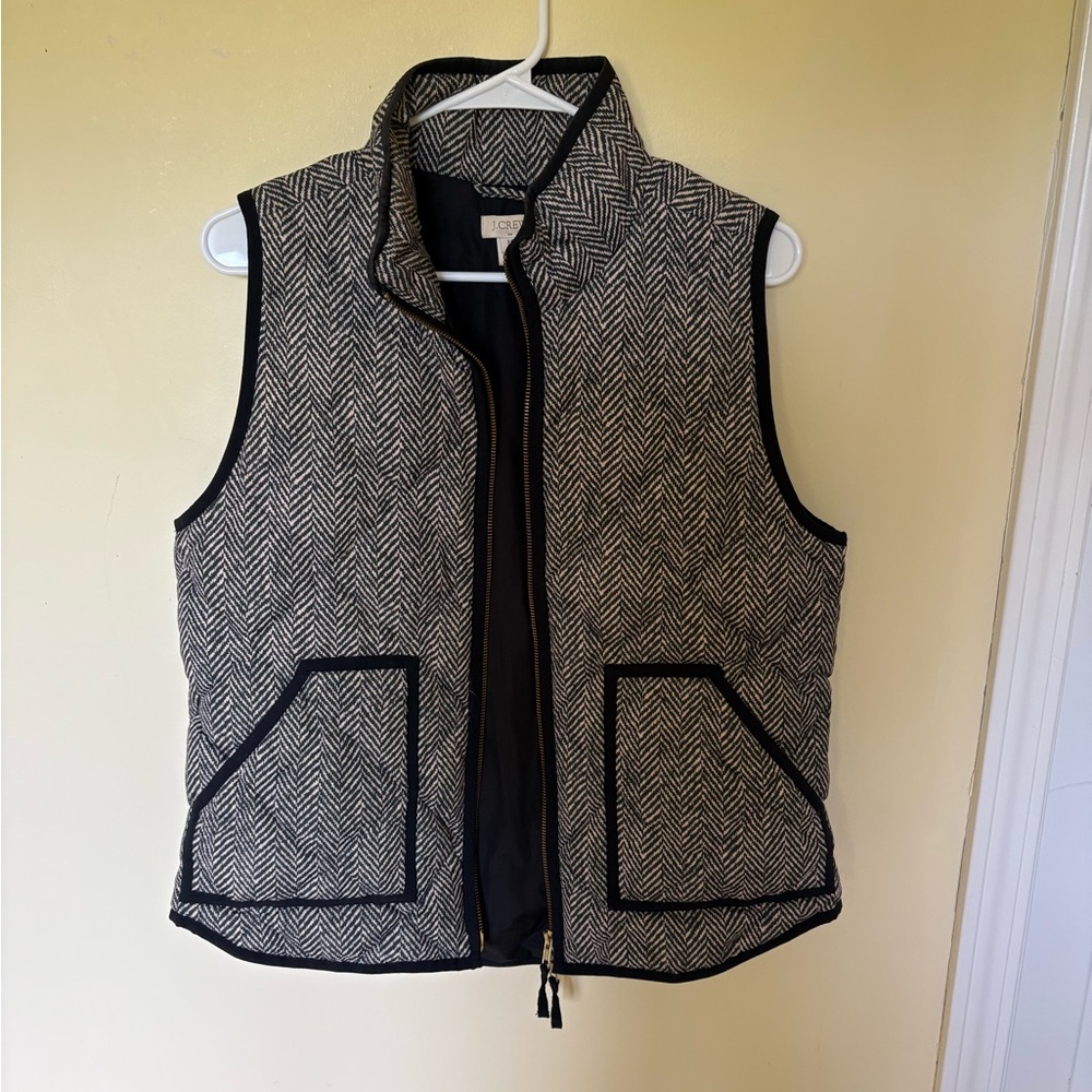 J. Crew Black and Cream Chevron Vest